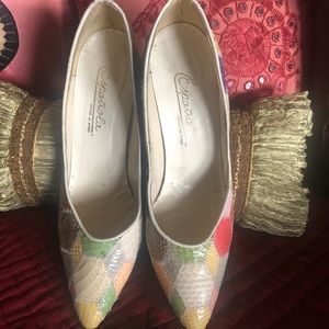 Leather Multi blocked Pumps